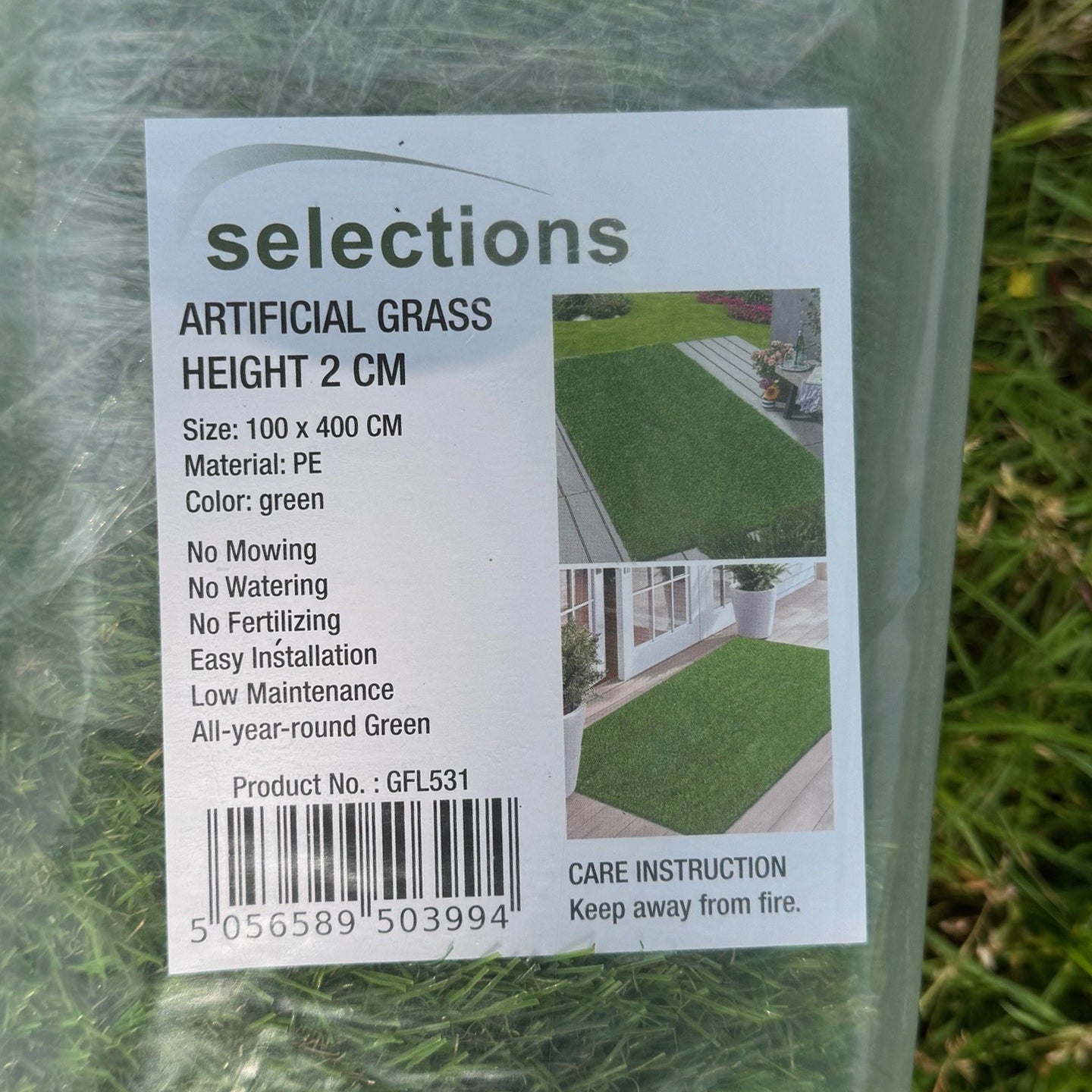 Artificial Lawn Grass Garden Turf with 20mm Pile (4m x 1m) -  3 Rolls