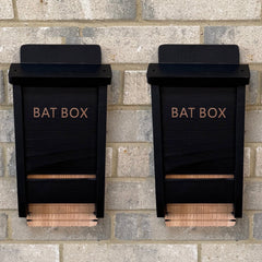 Black Wooden Bat Nesting Roosting Box House (Set of 2)