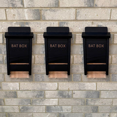 Black Wooden Bat Nesting Roosting Box House (Set of 3)