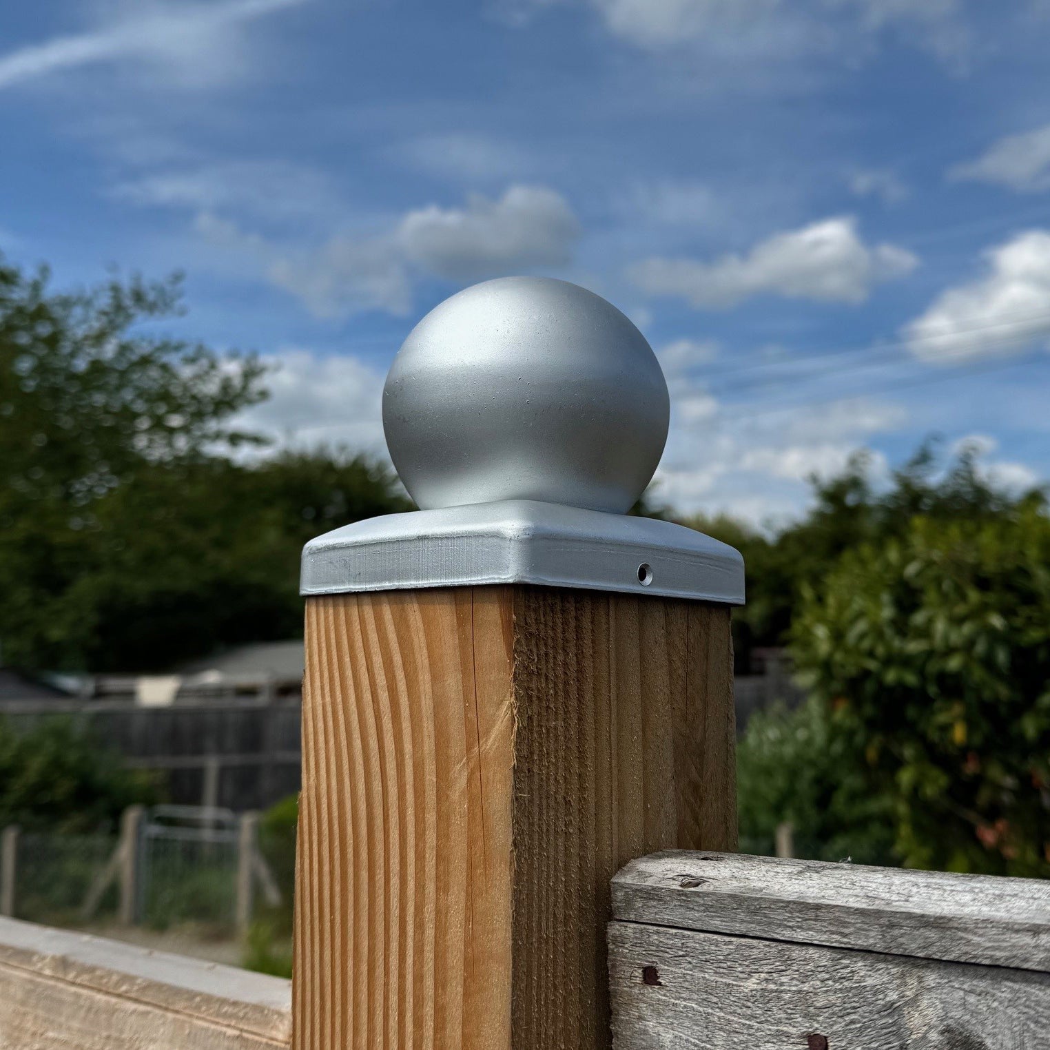 Galvanized Steel Ball Shape Fence Post Caps - Pack of 10