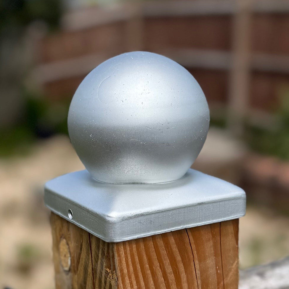 Galvanized Steel Ball Shape Fence Post Caps - Pack of 10
