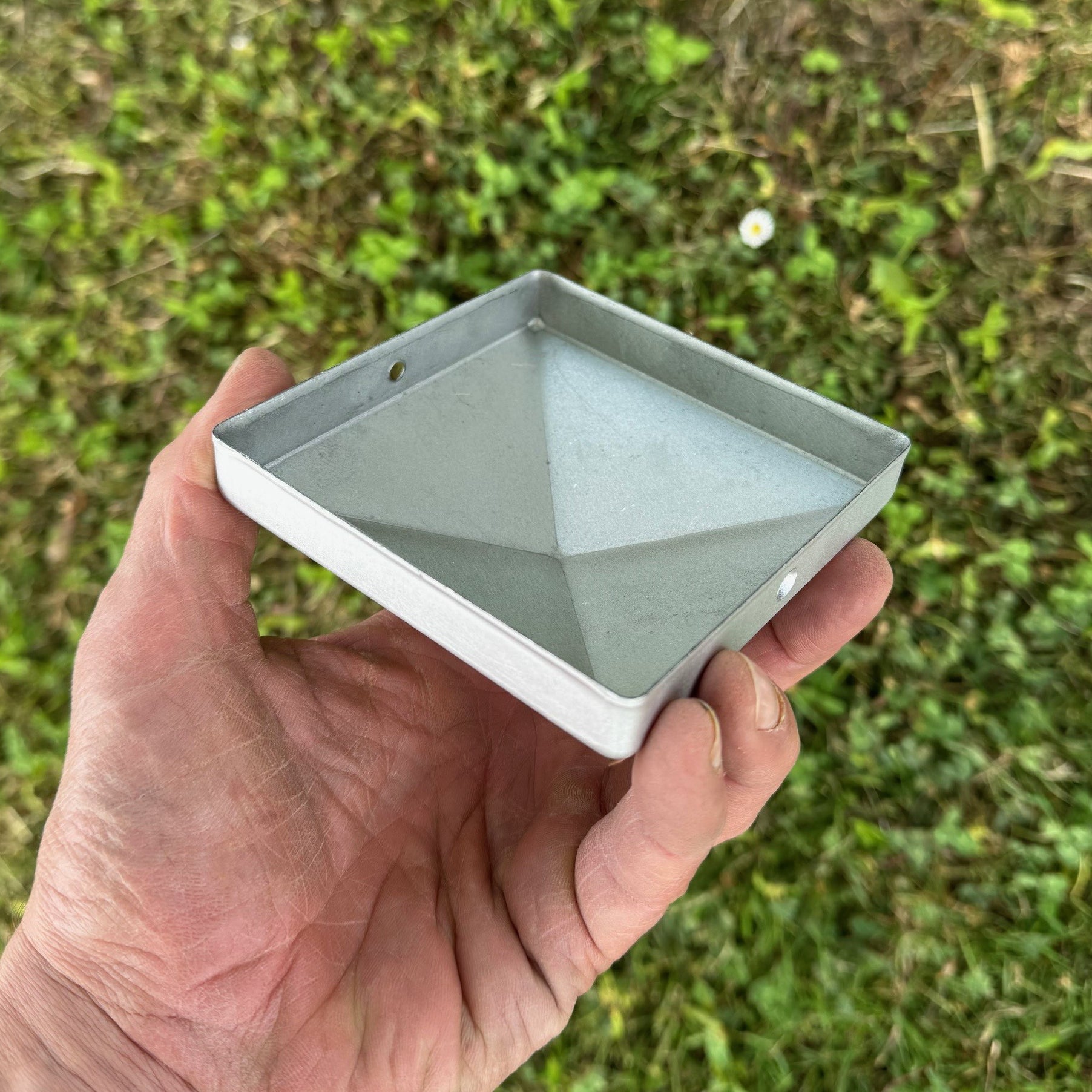 Galvanized Steel Pyramid Shape Fence Post Caps - Pack of 10