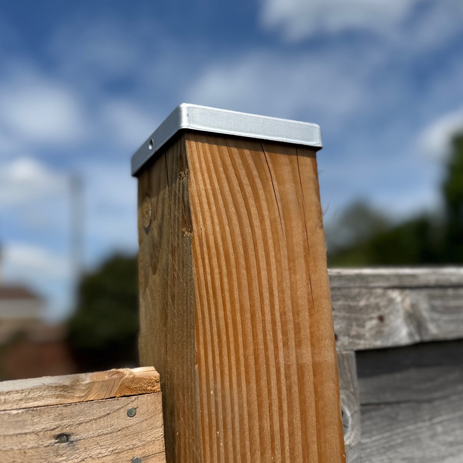 Galvanized Steel Pyramid Shape Fence Post Caps - Pack of 10