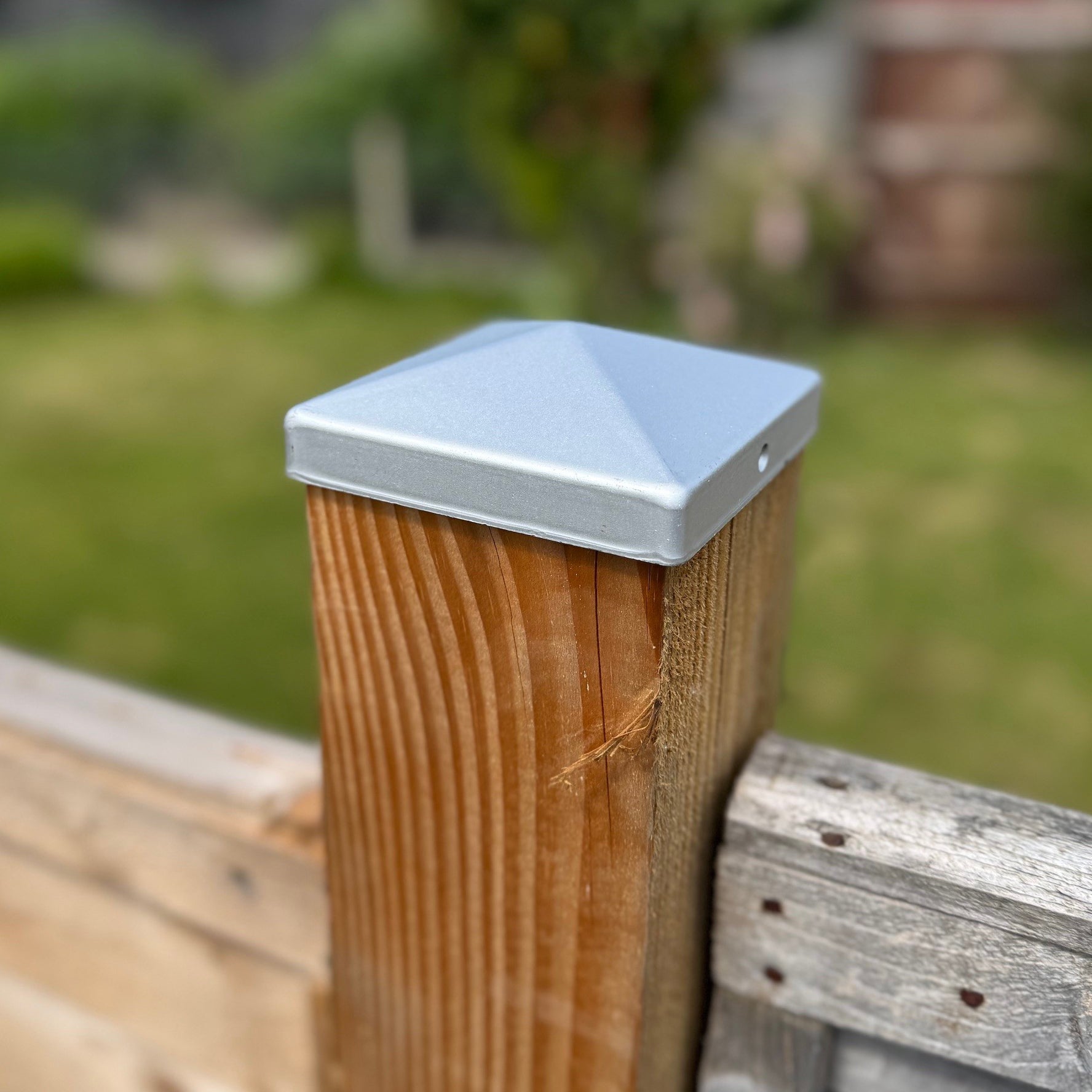 Galvanized Steel Pyramid Shape Fence Post Caps - Pack of 10