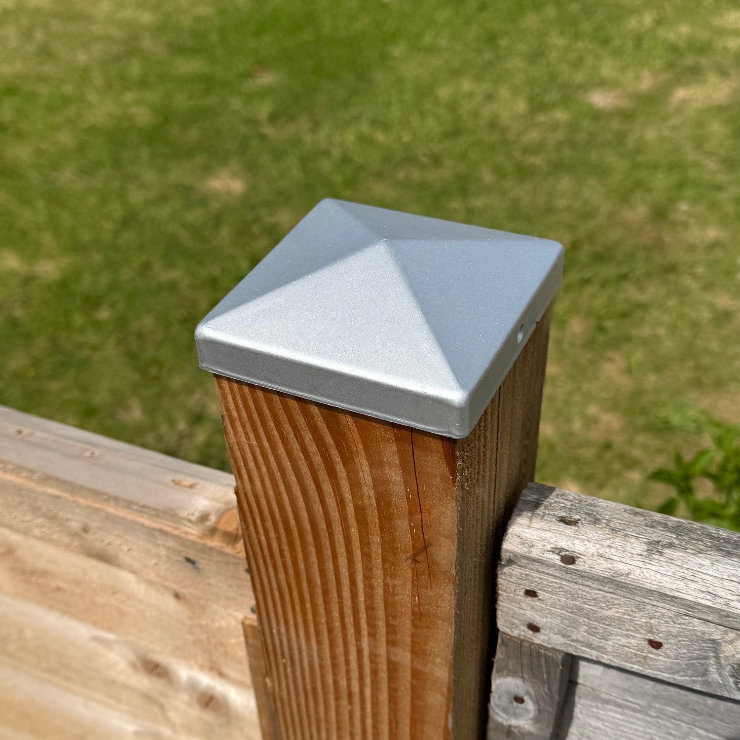 Galvanized Steel Pyramid Shape Fence Post Caps - Pack of 10
