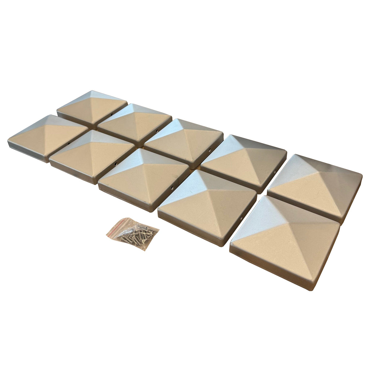 Galvanized Steel Pyramid Shape Fence Post Caps - Pack of 10