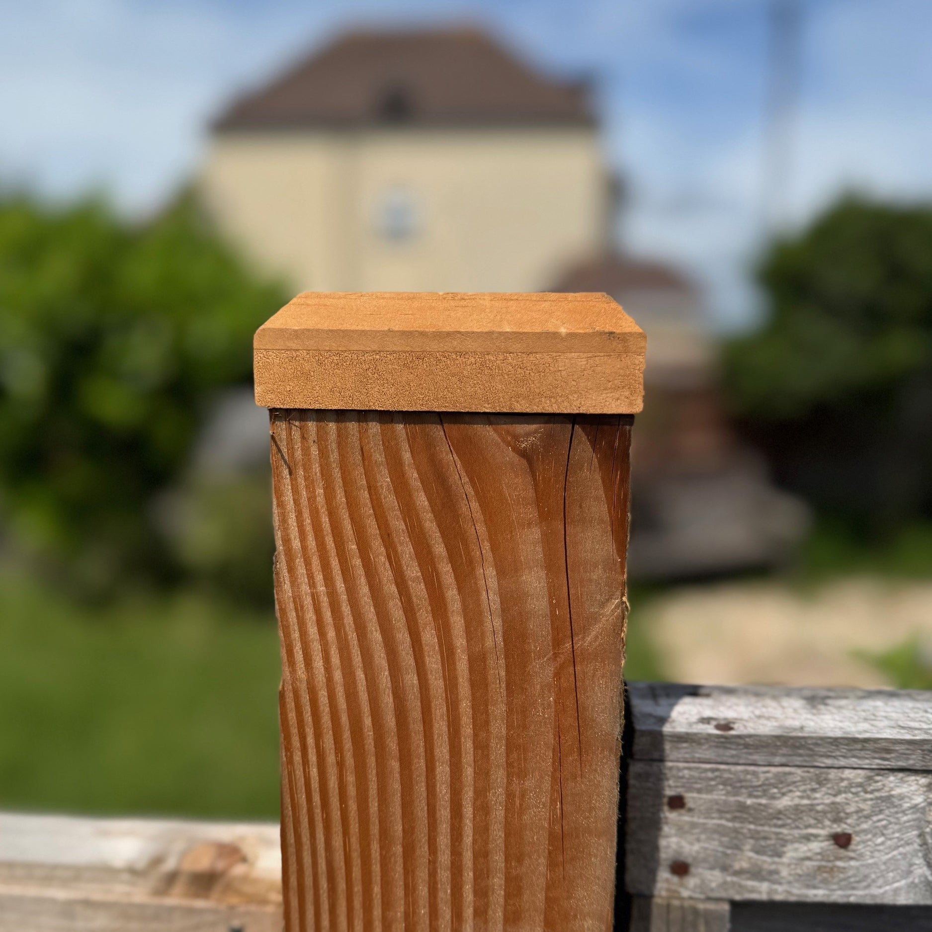 Wooden Fence Post Square Finial Caps - Pack of 4