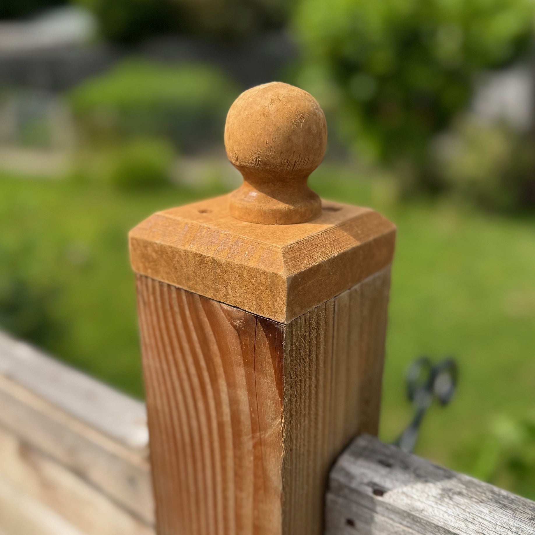 Wooden Fence Post Finial Ball Caps - Pack of 8