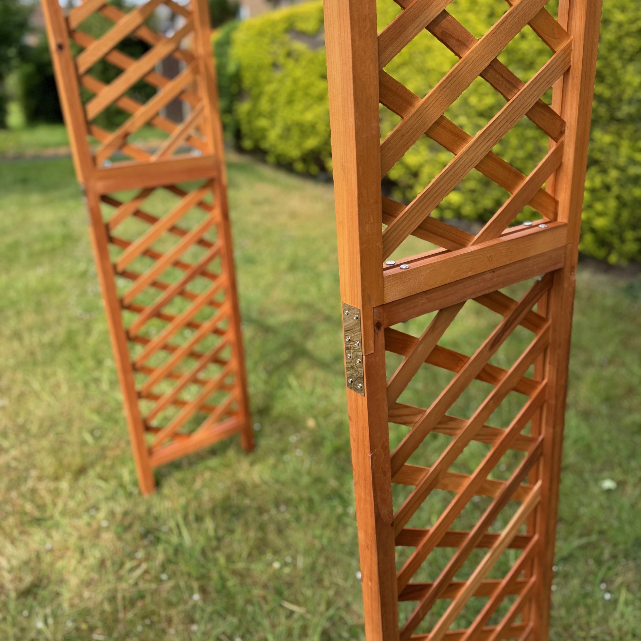 Wooden Garden Arch with Square Top (Tan) & Ground Spikes