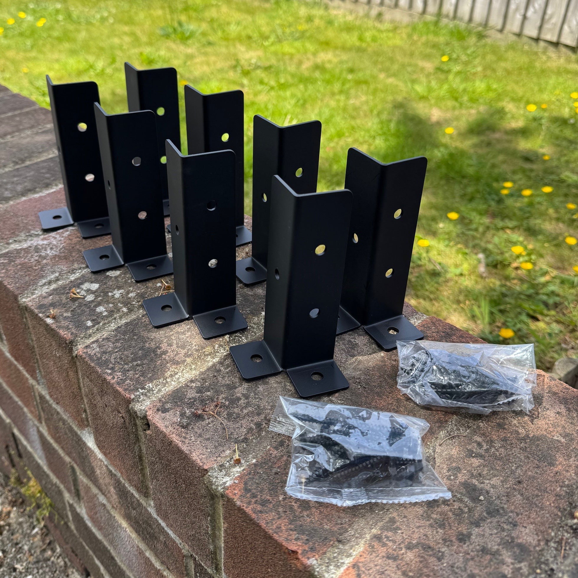 Surface Mounted Fence Post Support Brackets for Hard Ground - Pack of 8