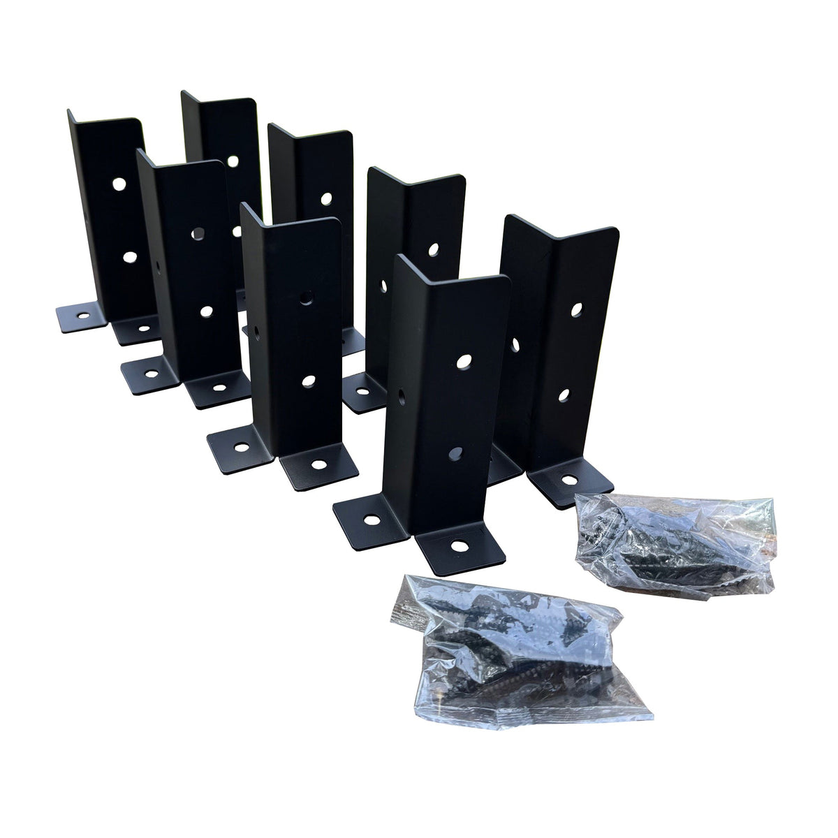 Surface Mounted Fence Post Support Brackets for Hard Ground - Pack of 8