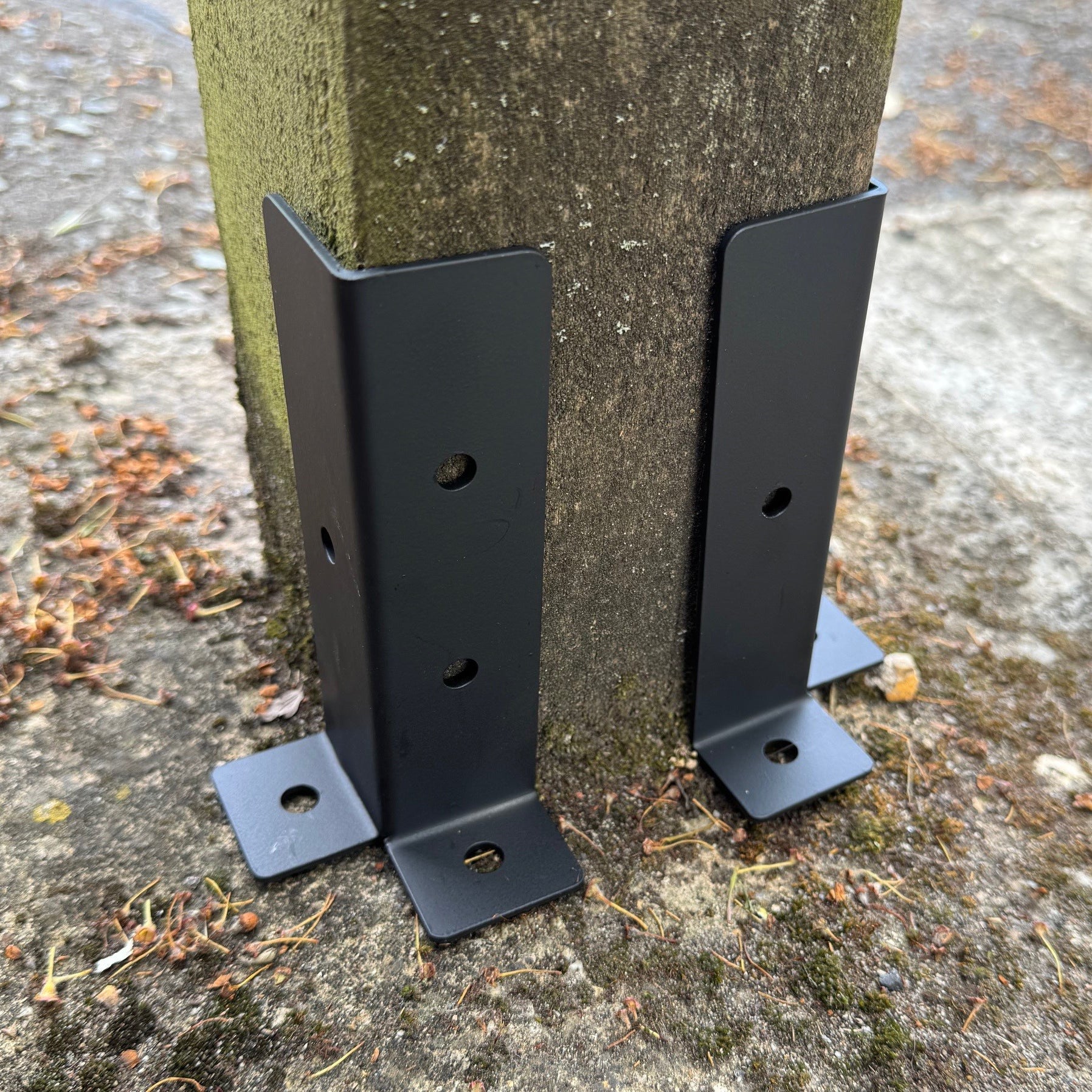 Surface Mounted Fence Post Support Brackets for Hard Ground - Pack of 8