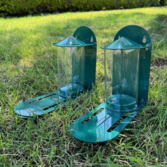 Metal Garden Squirrel Feeder with Flip Top Lid and Feeding Platform (Set of 2)