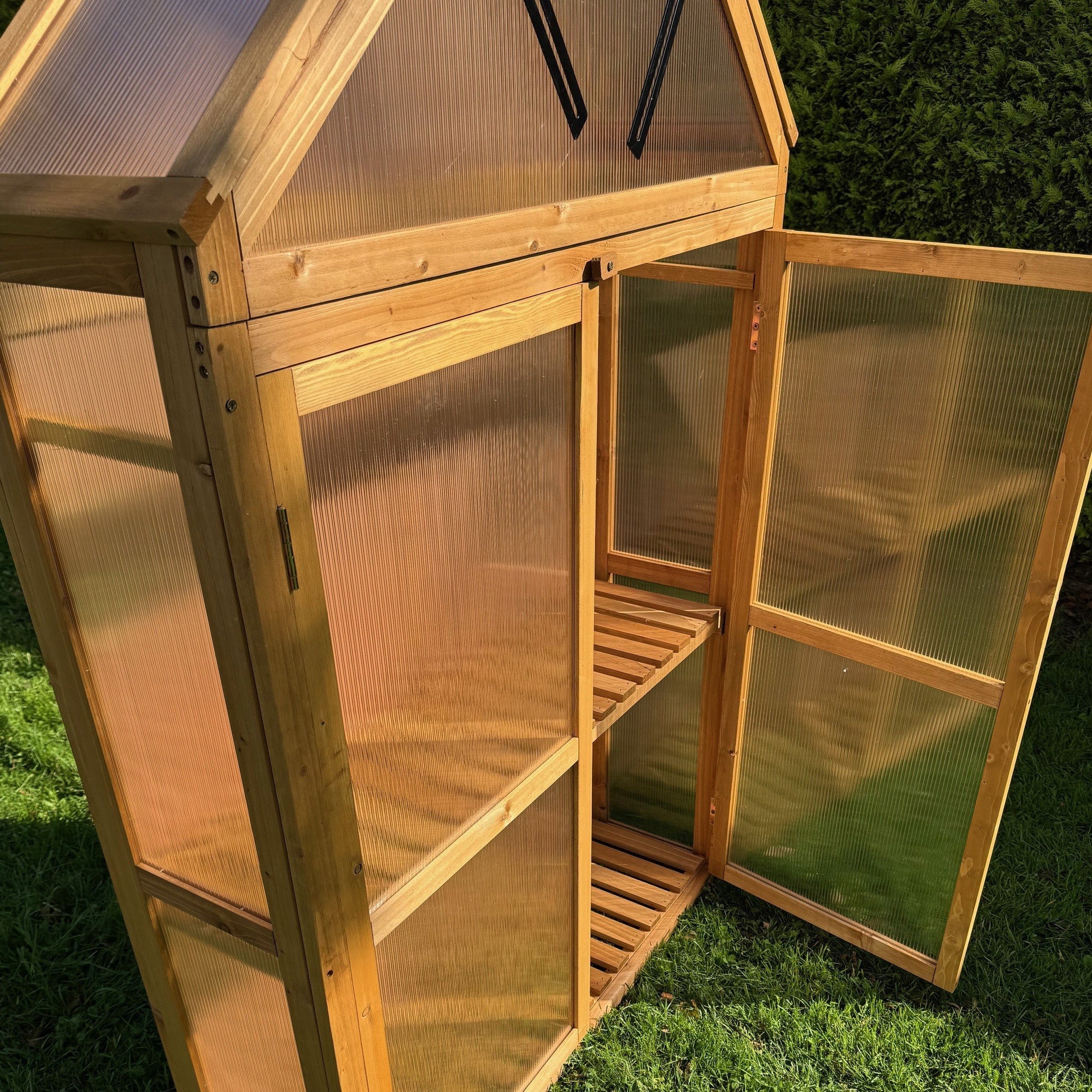 Wooden Framed Polycarbonate Apex Growhouse Mini Greenhouse