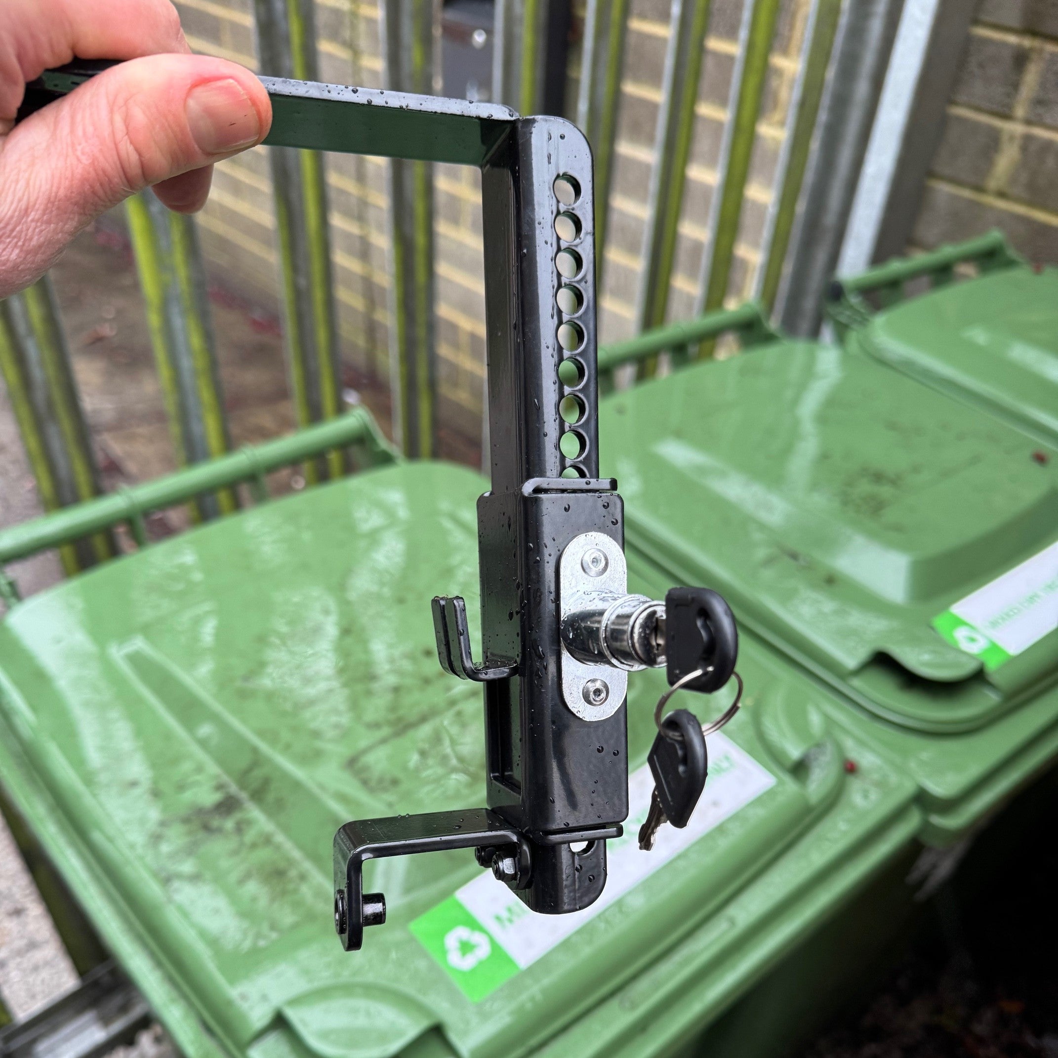 Wheelie Bin Metal Security Lock with Push Button Operation - Pack of 2