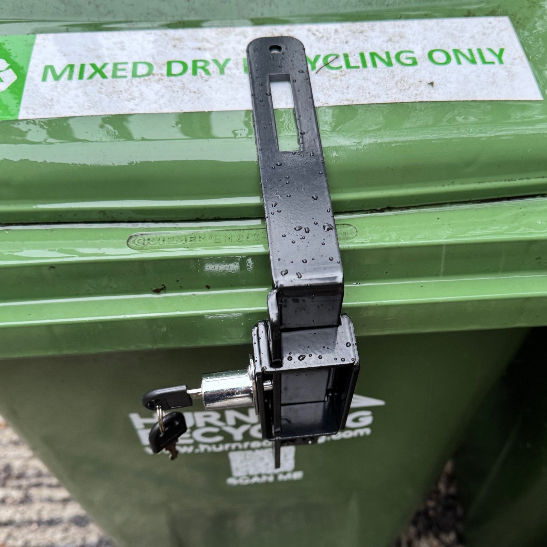 Wheelie Bin Metal Security Lock with Push Button Operation - Pack of 2
