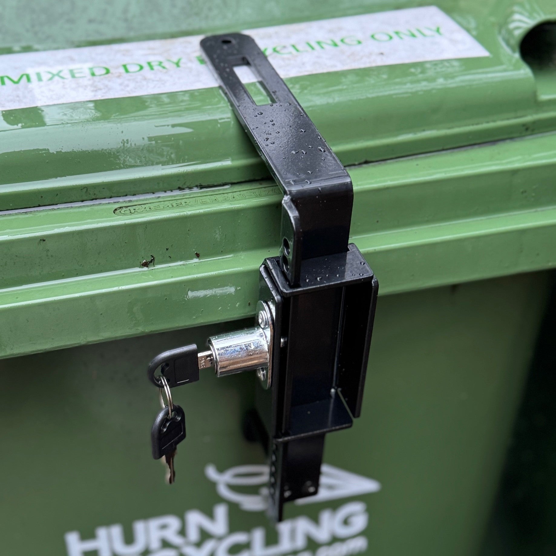 Wheelie Bin Metal Security Lock with Push Button Operation - Pack of 2