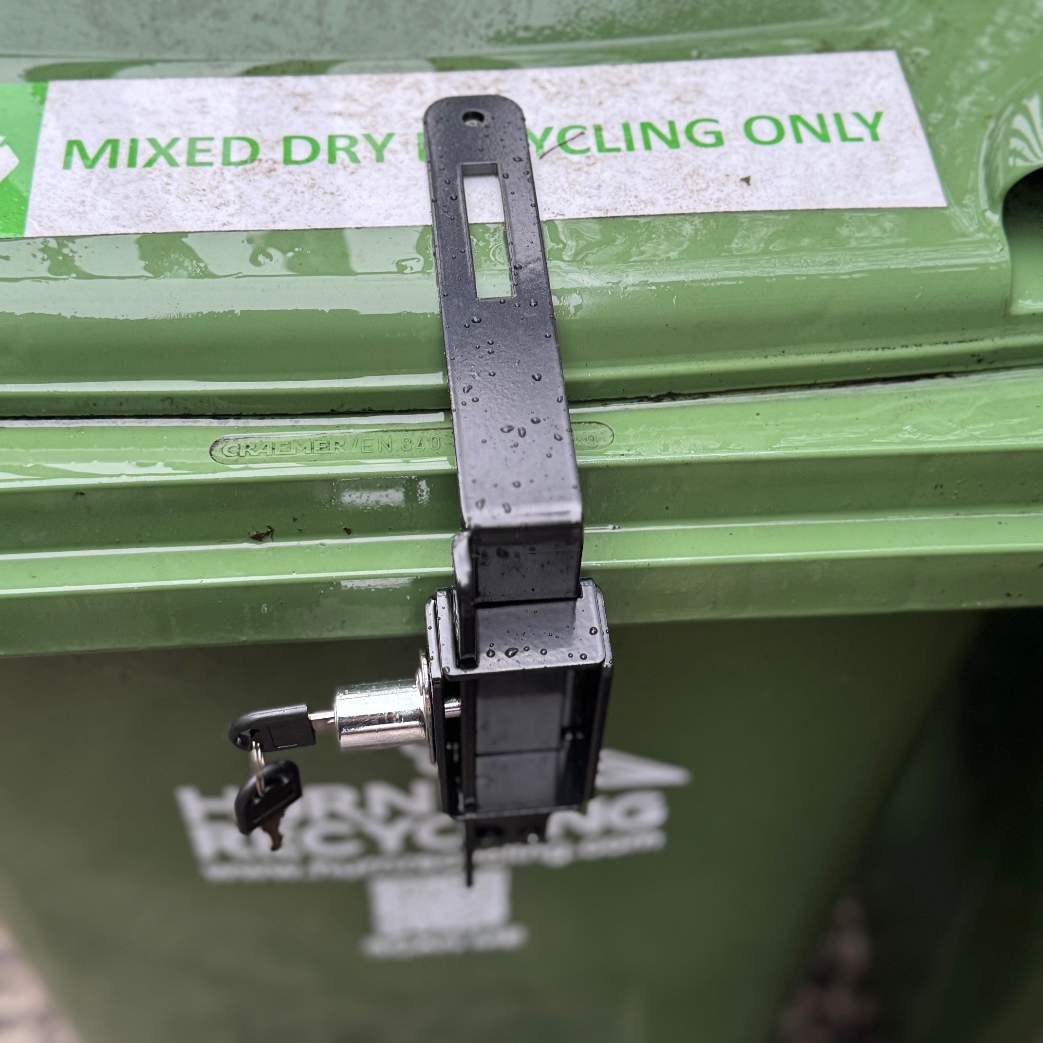 Wheelie Bin Metal Security Lock with Push Button Operation - Pack of 2