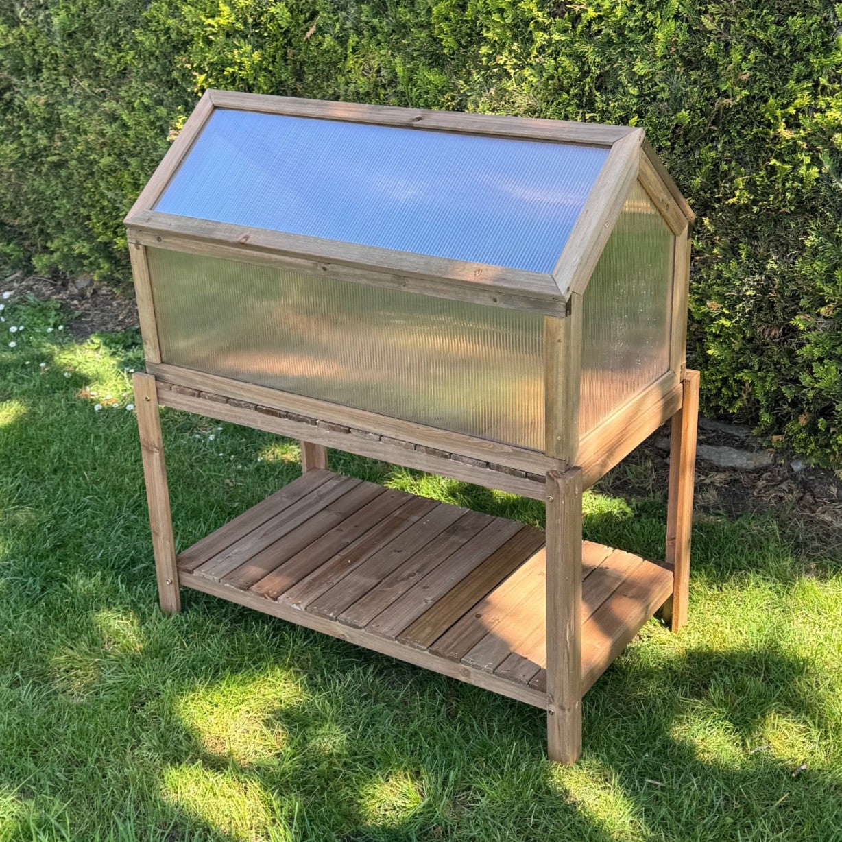 Wooden Framed Polycarbonate Apex Cold Frame & Stand