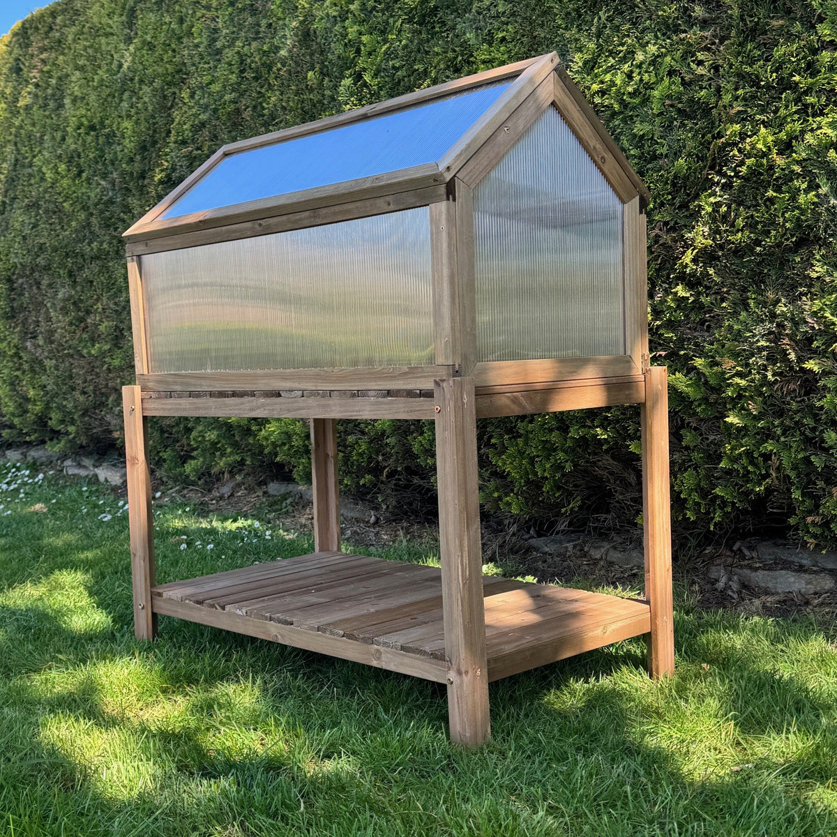 Wooden Framed Polycarbonate Apex Cold Frame & Stand