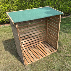Wooden Log Store with Asphalt Roof