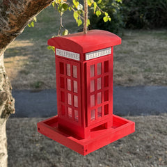 Telephone Box Wooden Bird Seed Feeder (Set of 2)
