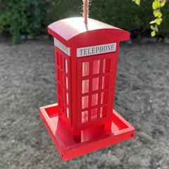 Telephone Box Wooden Bird Seed Feeder (Set of 2)