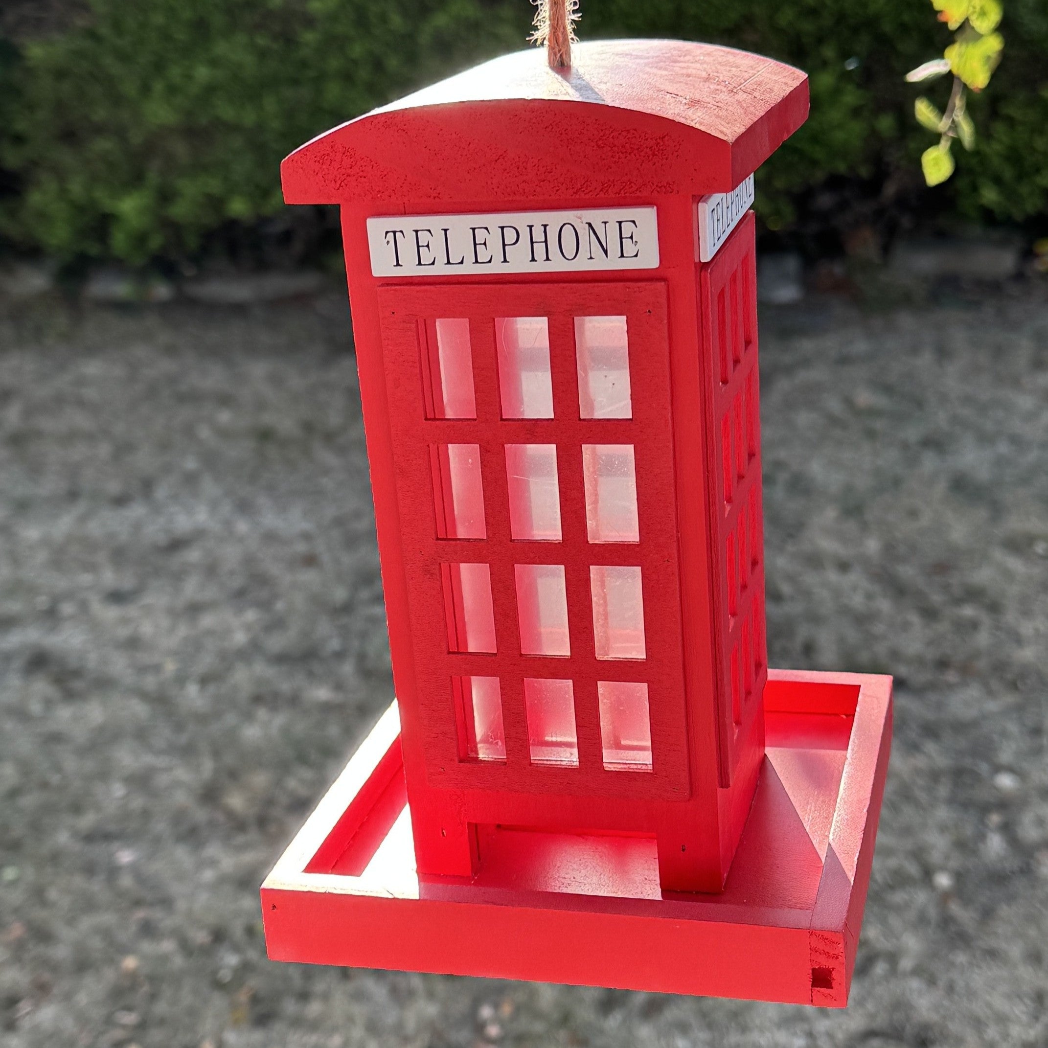 Telephone Box Wooden Bird Seed Feeder (Set of 2)