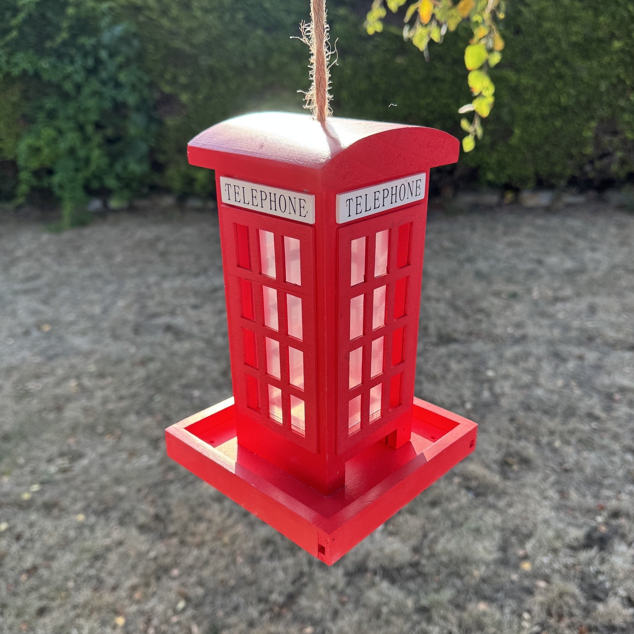 Telephone Box Wooden Bird Seed Feeder (Set of 2)