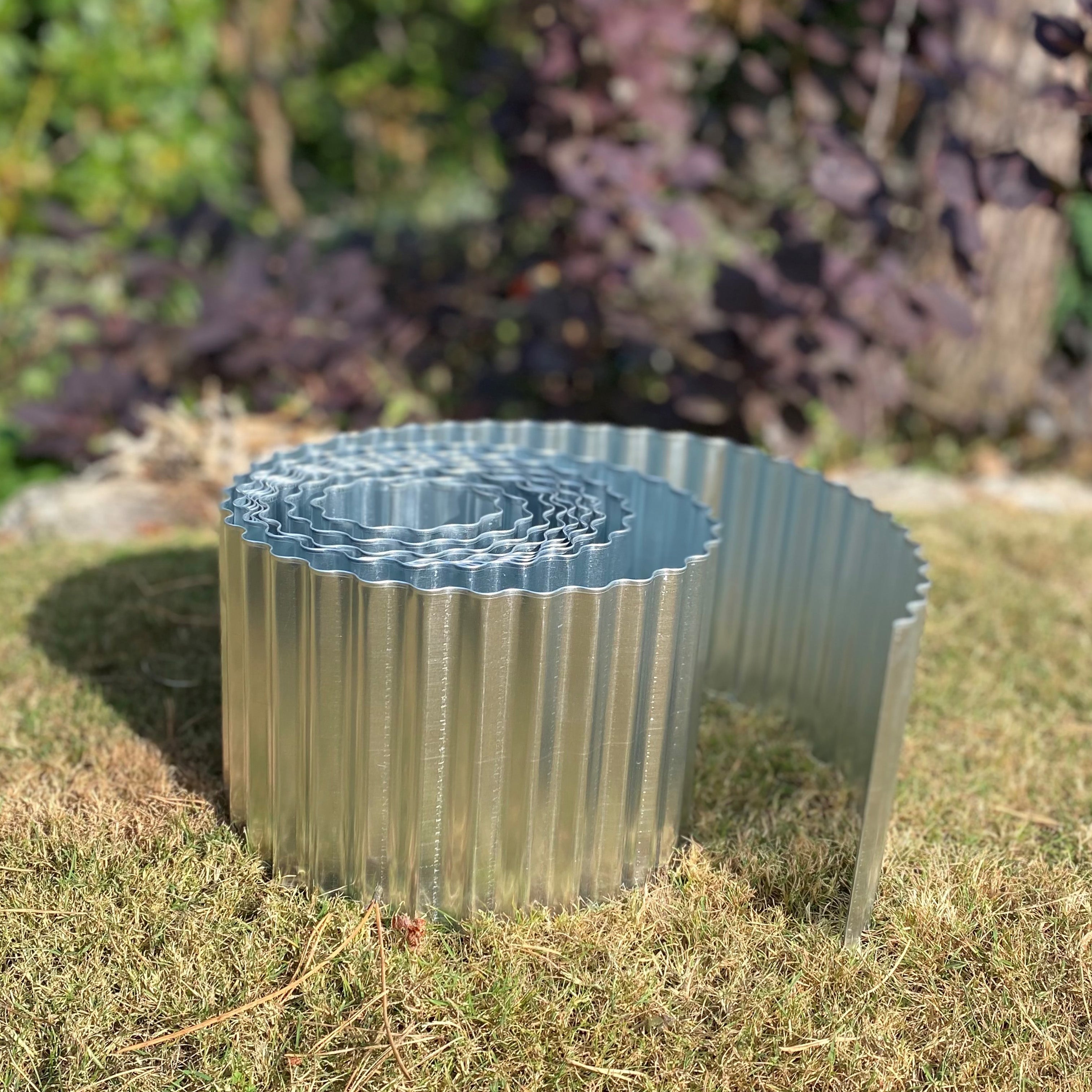 Galvanised Metal Corrugated Garden Lawn Edging (5m x 16.5cm) - 3 Rolls