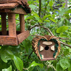 Hanging Wooden Bird Table Feeder & Love Bird Nest Box Set