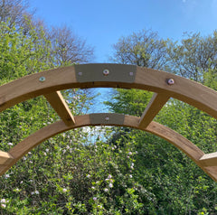 Wooden Garden Arch (Tan) with Ground Spikes