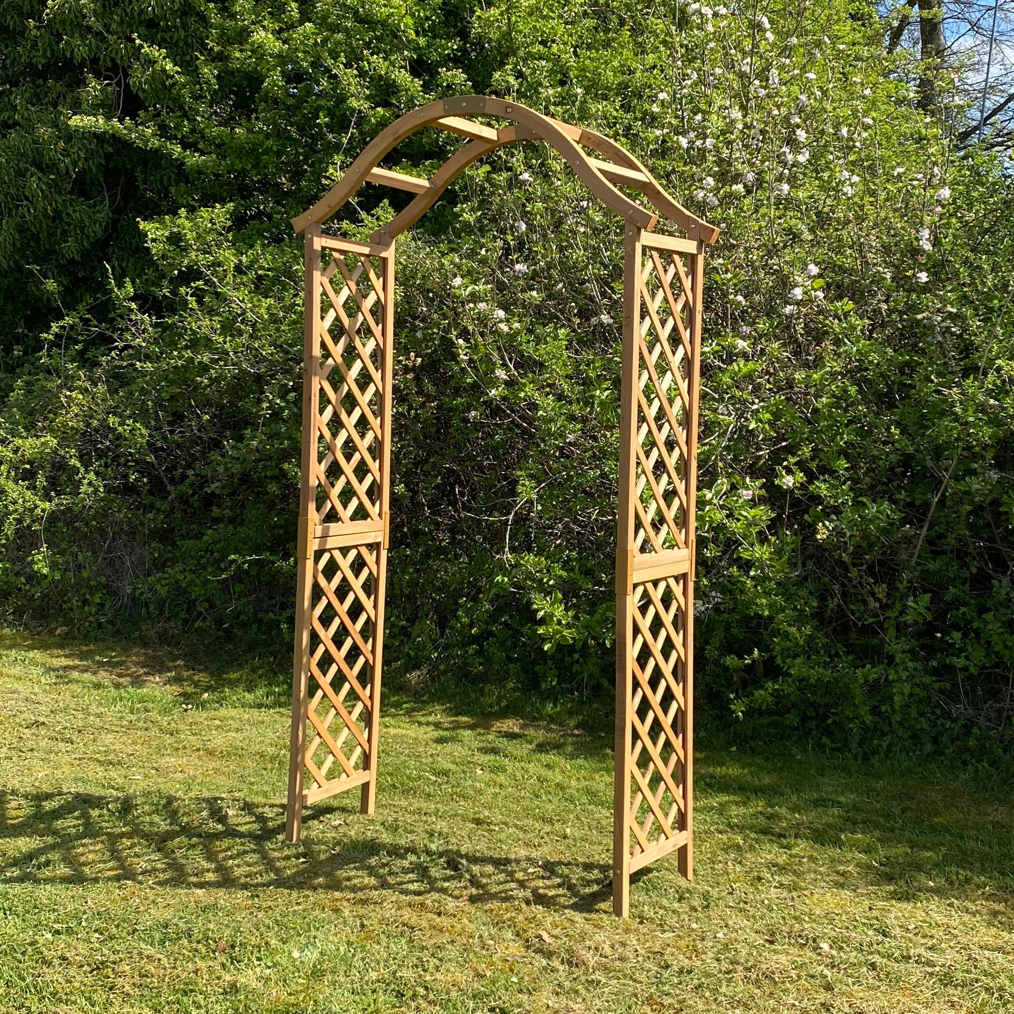 Wooden Garden Arch (Tan) with Ground Spikes