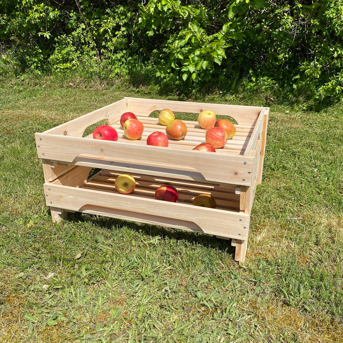 Traditional Wooden Apple Storage Tray Rack - Pack of 2