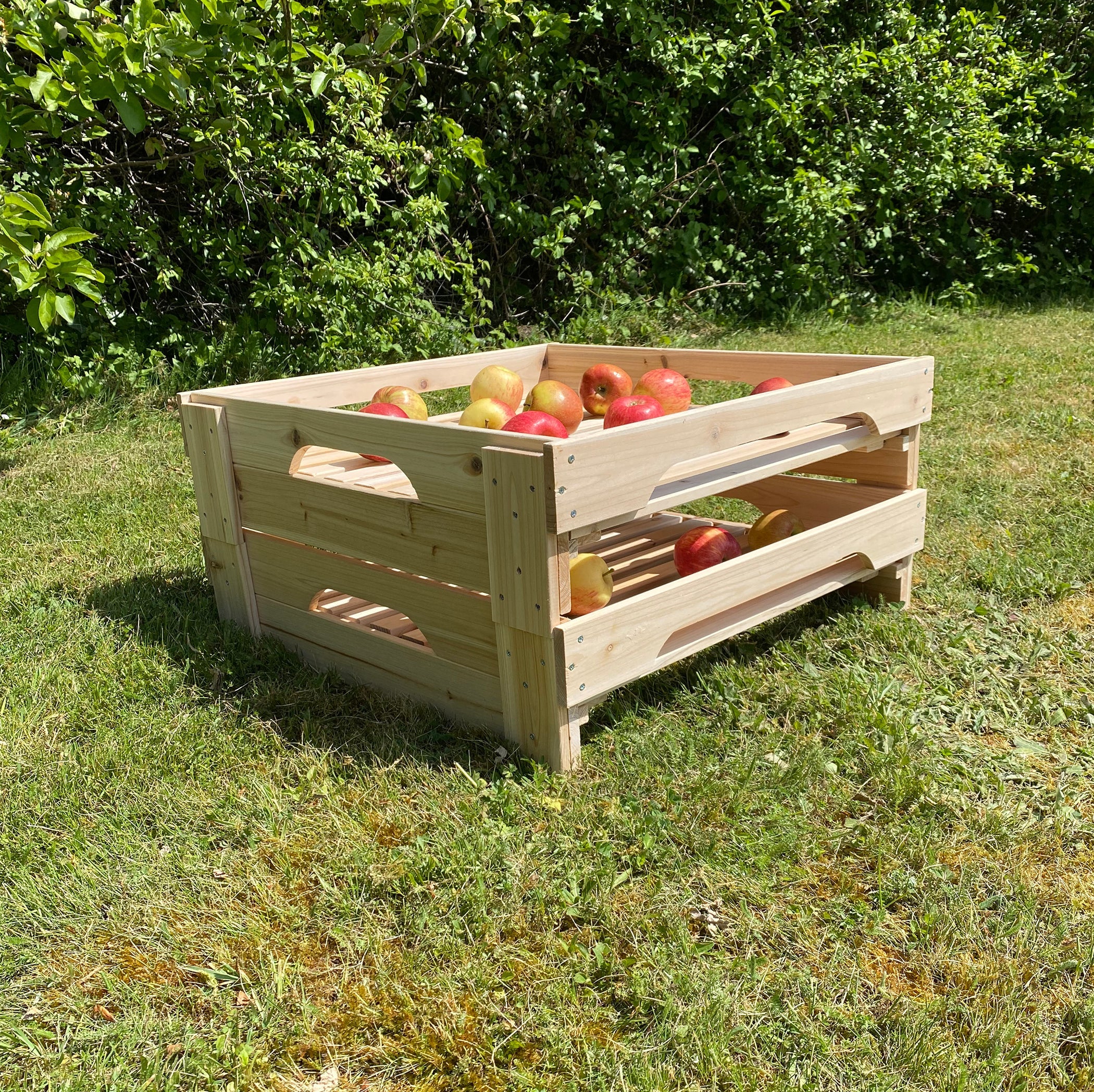 Traditional Wooden Apple Storage Tray Rack - Pack of 2