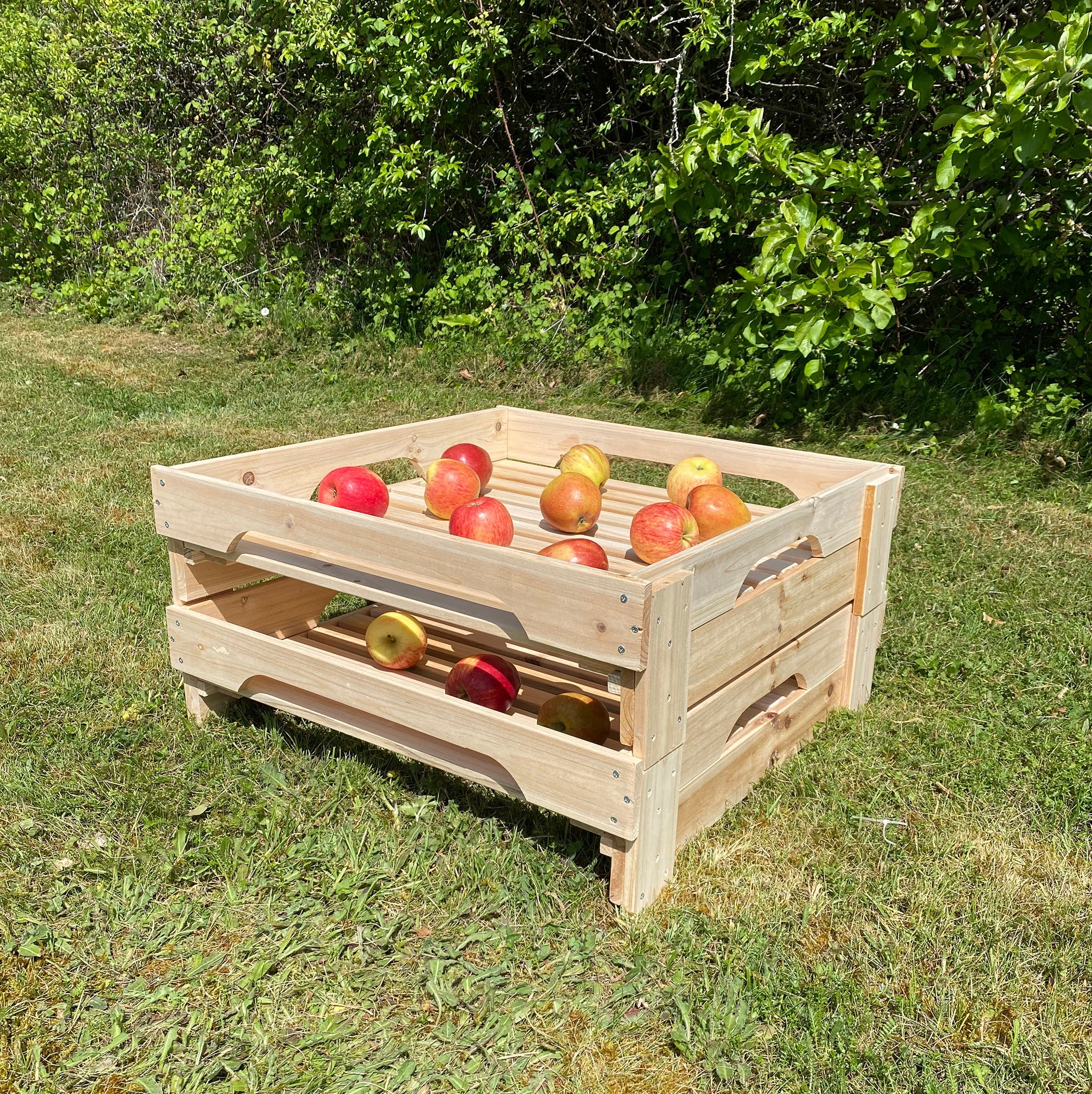Traditional Wooden Apple Storage Tray Rack - Pack of 2