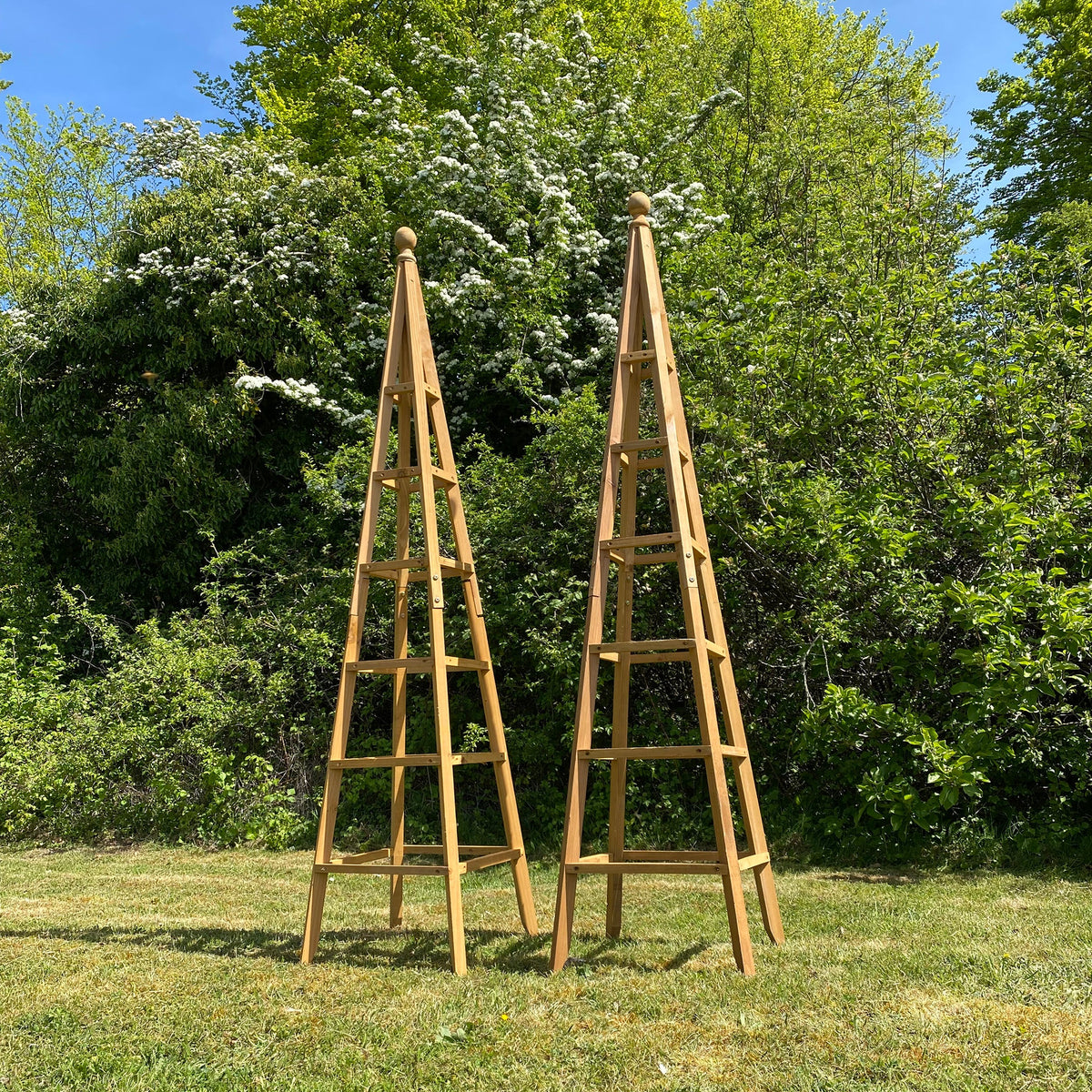 Wooden Garden Obelisk Plant Support for Climbers (1.9m tall) - Pack of 2