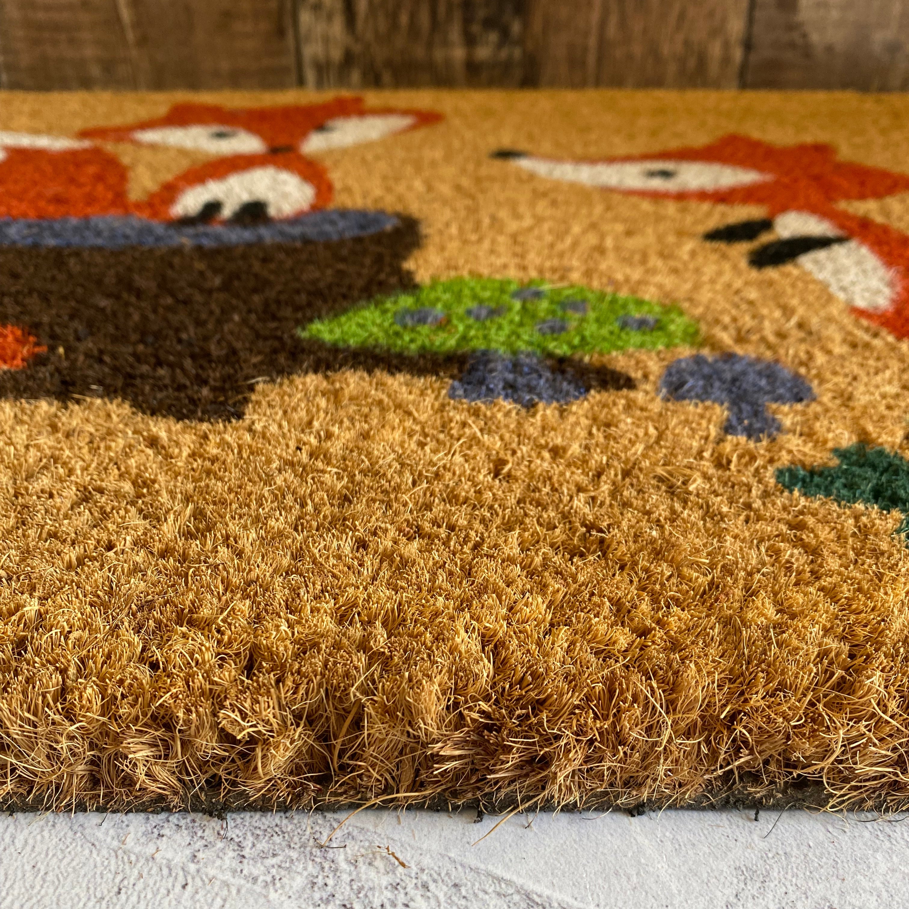 Woodland Fox Design Print Indoor & Outdoor Coir Doormat