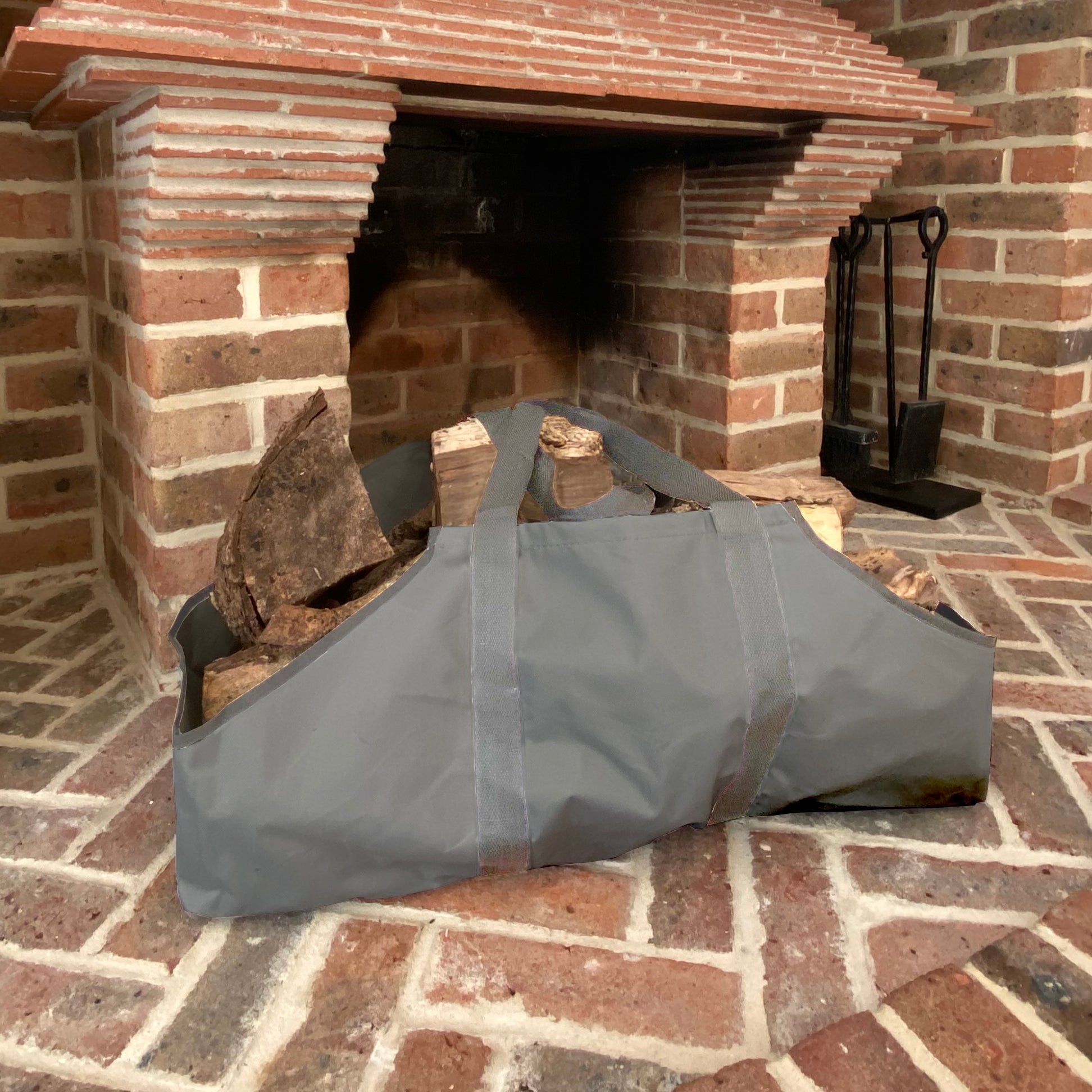 Fireside Ash Bucket in French Grey with Canvas Log Carrier Bag