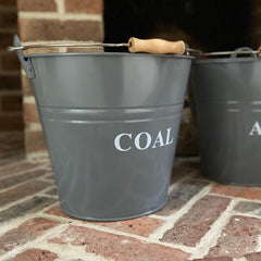 Large Metal Fireside Fireplace Coal Bucket in French Grey