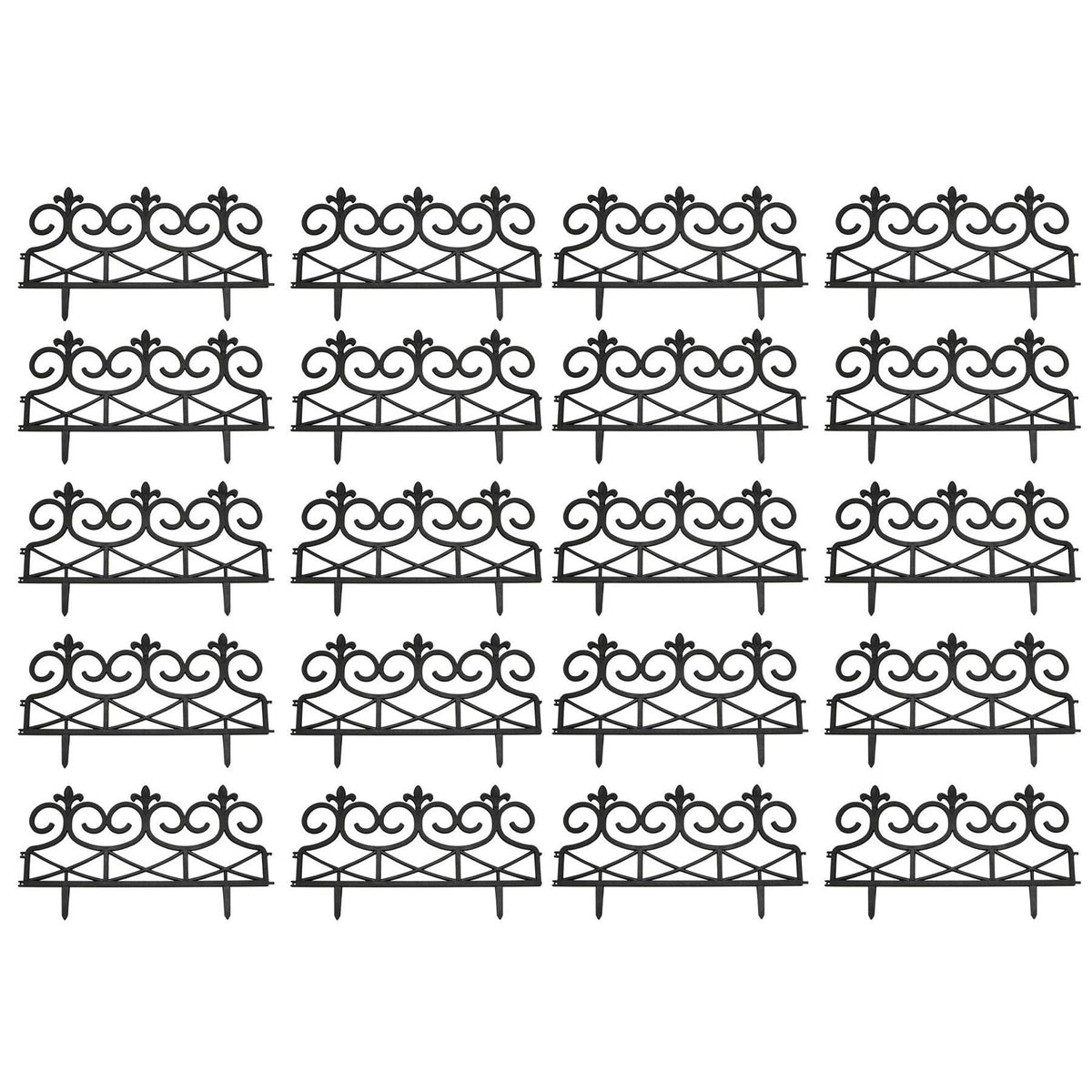 Fleur de Lys Black Plastic Garden Lawn Edging (60cm x 32cm) - 20 Panels