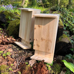 Wooden Bat Box House Rooster Nest with Landing Perch (Set of 2)