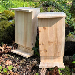 Wooden Bat Box House Rooster Nest with Landing Perch (Set of 2)